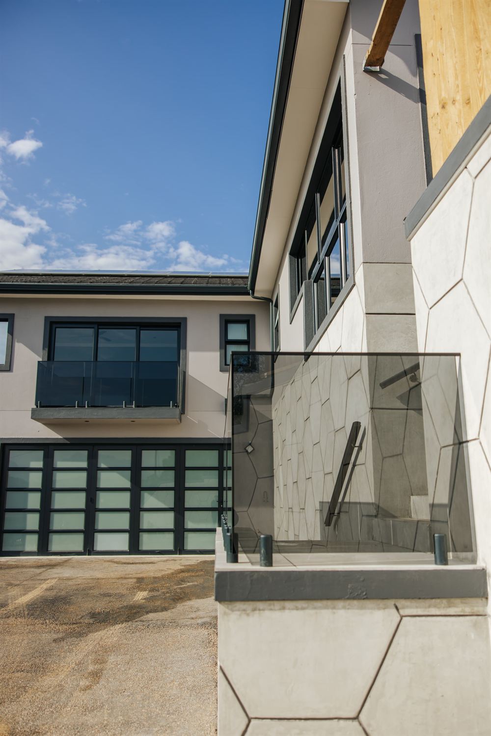 Exterior of the house with honeycomb cladding